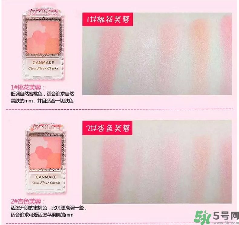 canmake花瓣腮紅色號對比圖？canmake五色花瓣腮紅試色
