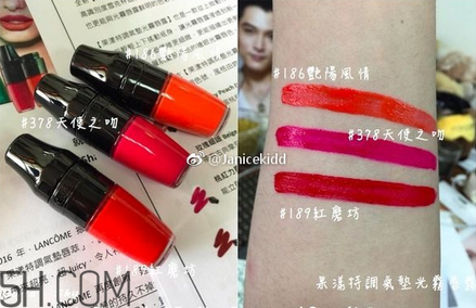 蘭蔻搖搖樂啞光唇釉186是什么顏色？蘭蔻氣墊光霧唇露試色