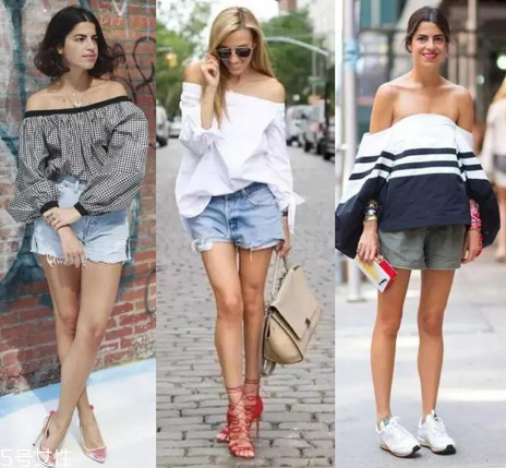 一字肩衣服配什么褲子？一字肩上衣搭配褲子圖片