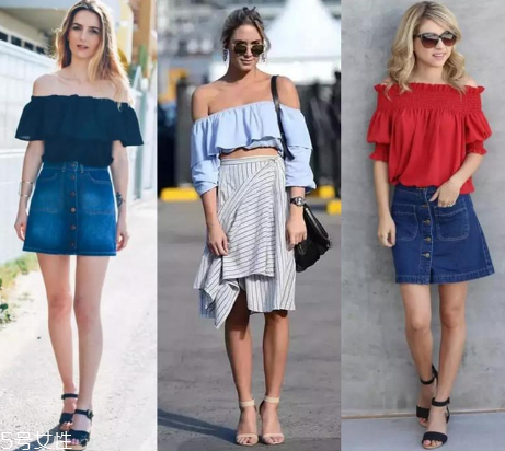 一字肩衣服配什么褲子？一字肩上衣搭配褲子圖片