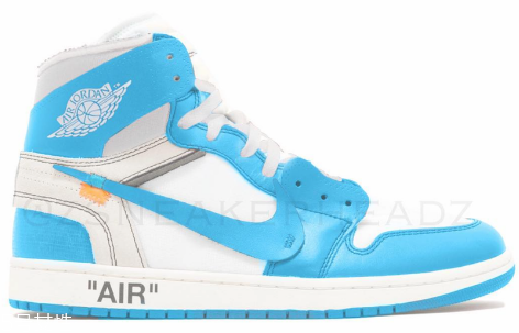 off white聯(lián)名air jordan 1北卡藍(lán)配色發(fā)售時(shí)間_多少錢？